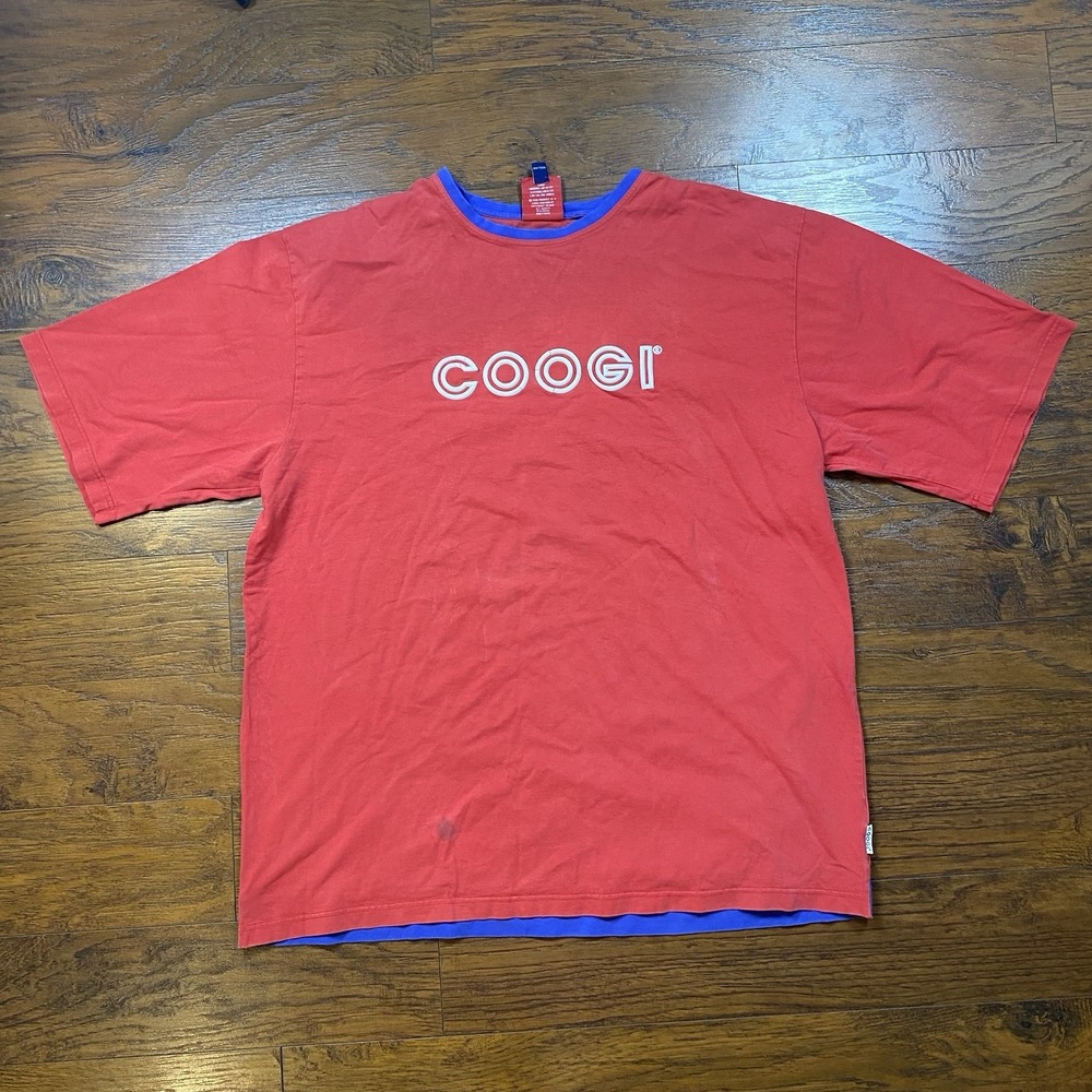 Coogi Sport Mens 3X Red Blue Logo Graphic T-Shirt Vintage Streetwear 90s Y2K